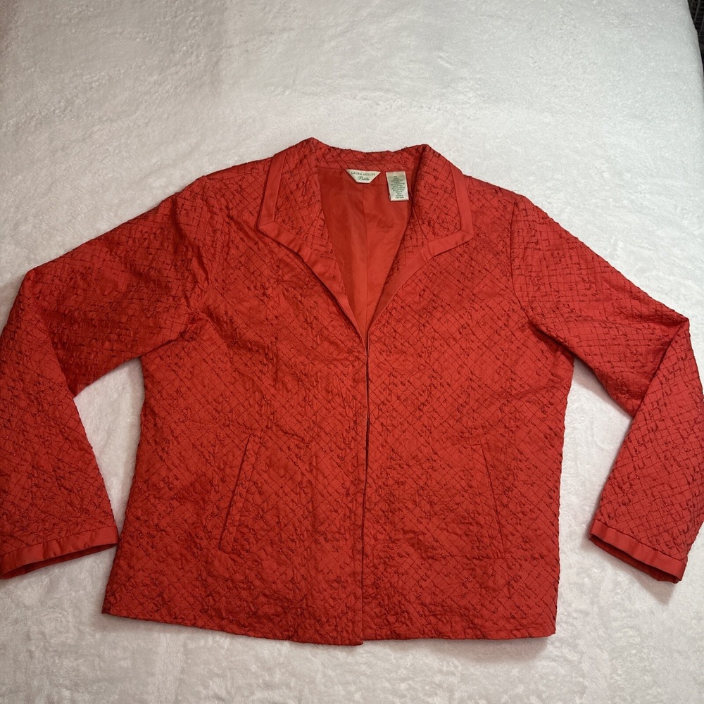 Laura Ashley Womens Blazer Jacket‎ Size Petite Large PL Sparkly Red